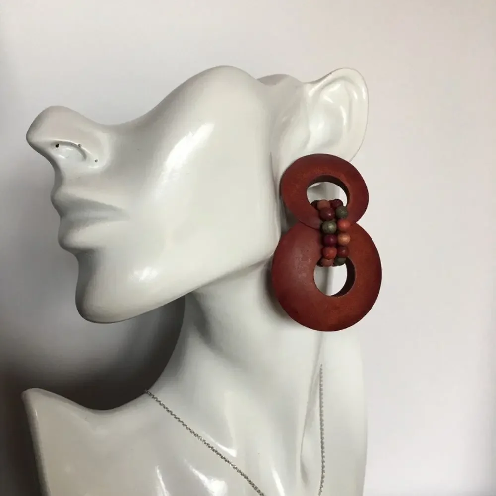 Wooden circle statement earrings